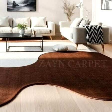 Handcrafted Organic Freeform Brown Contemporary Area Rug